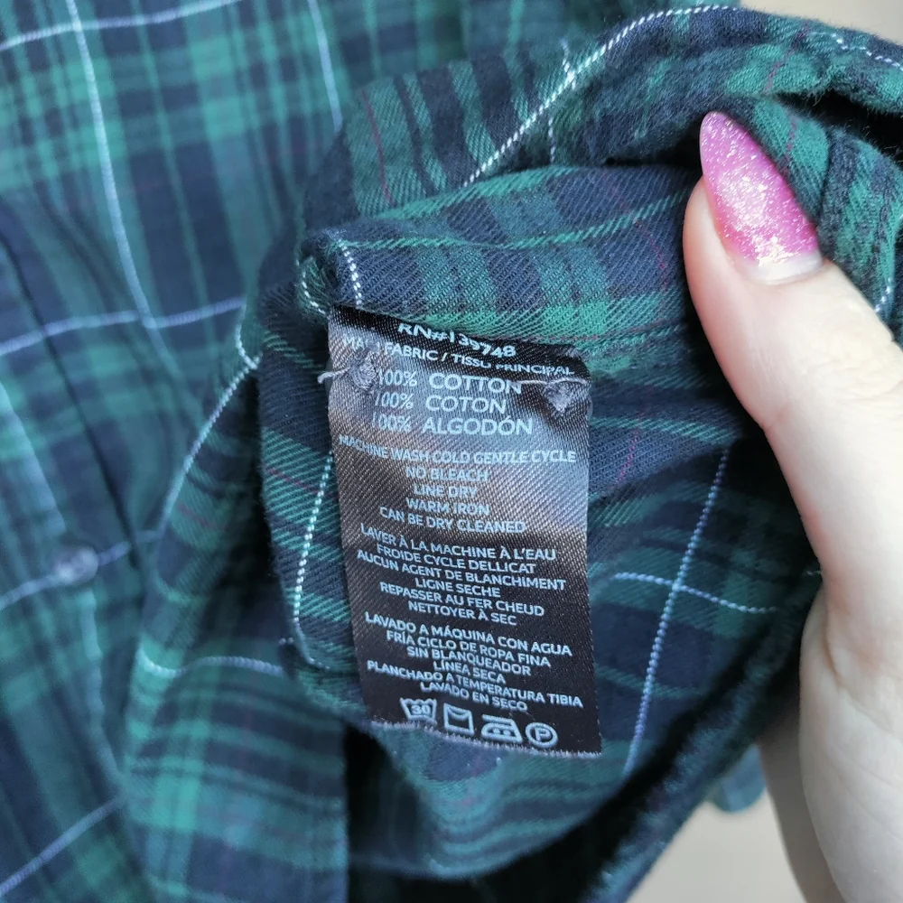 Slate & Stone Blue and Green Plaid Button Down Shirt‎